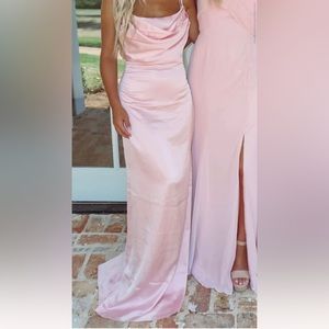Light pink swoop neck dress